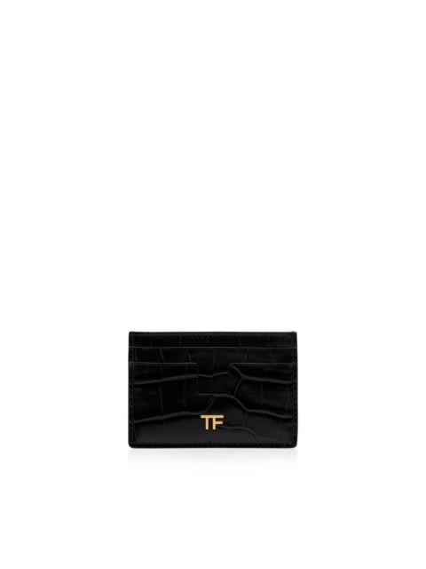 TOM FORD SHINY STAMPED CROCODILE LEATHER CLASSIC TF CARD HOLDER