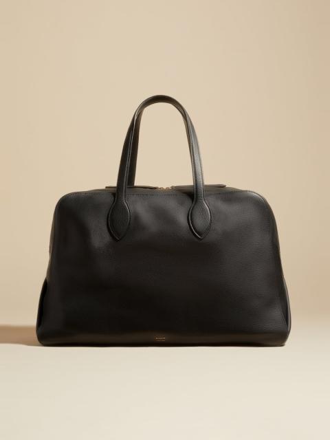 KHAITE The Large Maeve Weekender Bag in Black Pebbled Leather