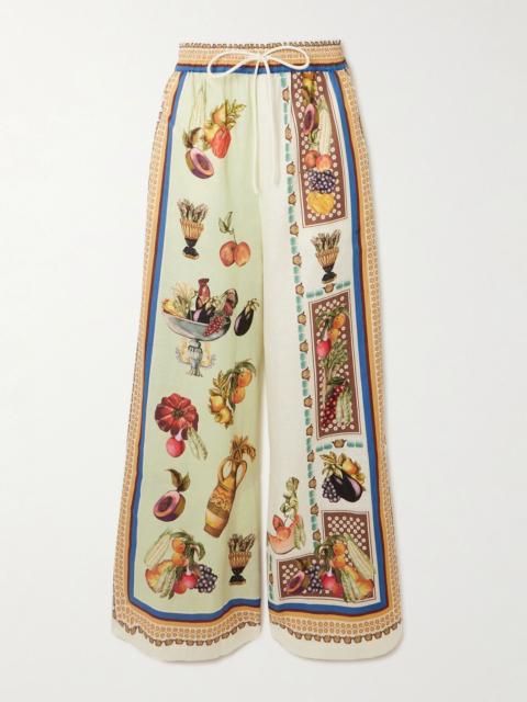 ALÉMAIS Mercado printed linen wide-leg pants Cream
