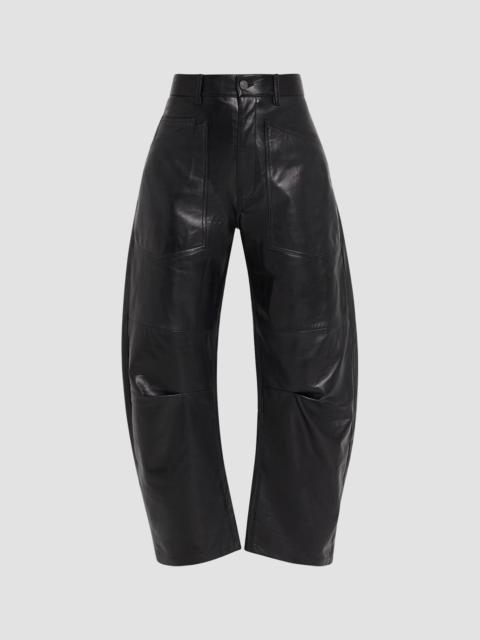 NILI LOTAN Women's Shon Leather Barrel-Leg Pants - Midnight