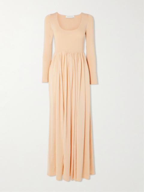Zimmermann Natura Gathered Metallic Stretch-knit Maxi Dress