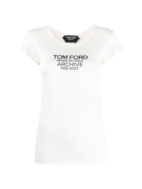 TOM FORD logo-print silk T-shirt