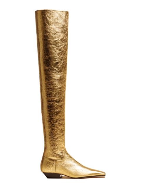 KHAITE Marfa Classic Metallic Leather Boots gold