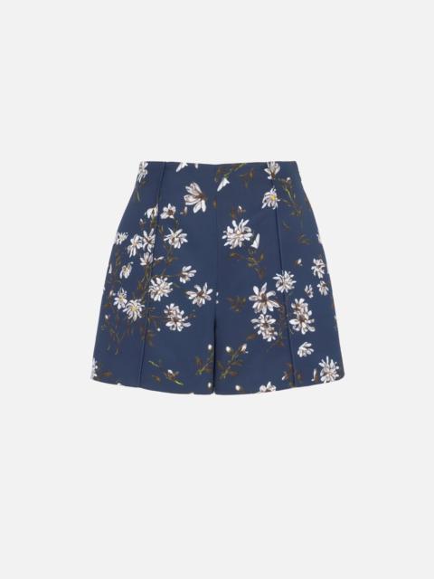 EMILIA WICKSTEAD Friar Shorts in Midnight Magnolia Taffeta Faille
