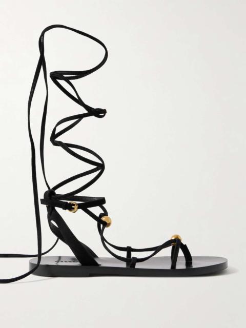 Isabel Marant Azzi embellished tie-detailed suede sandals Black