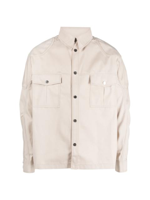 long puff-sleeves cotton-blend jacket
