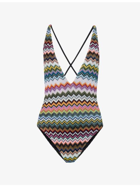 Missoni Chevron Plunge Knit Swimsuit