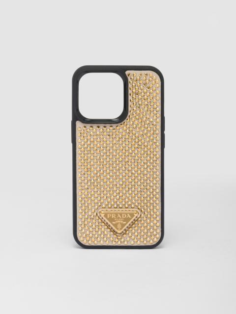 【PRADA】Triangle Logo Rhinestone iPhone 13 Pro Case Prada Triangle Logo Rhinestone Cover For iPhone 13 Pro