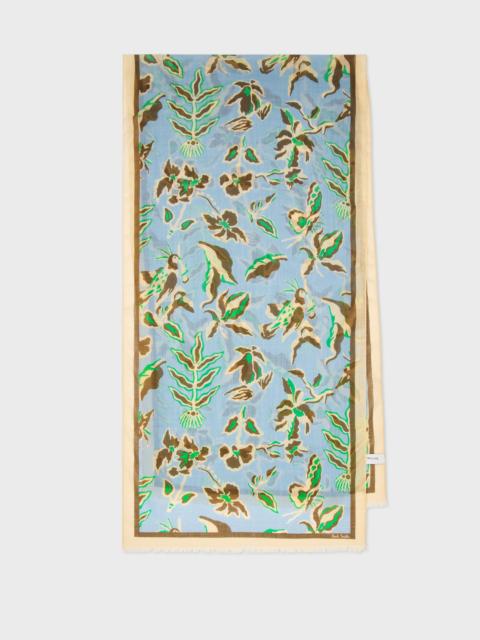 Paul Smith Sky Blue 'Bohemia' Print Wool Scarf