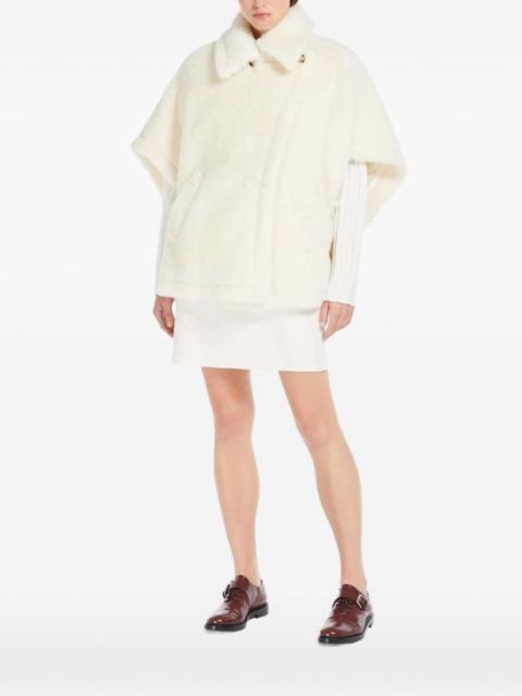 Max Mara cape in alpaca and wool Teddy fabric - optical white