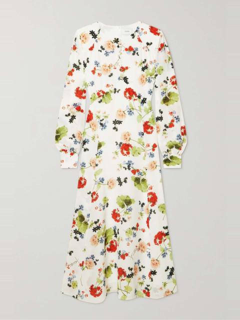 Leigh floral-print silk crepe de chine midi dress