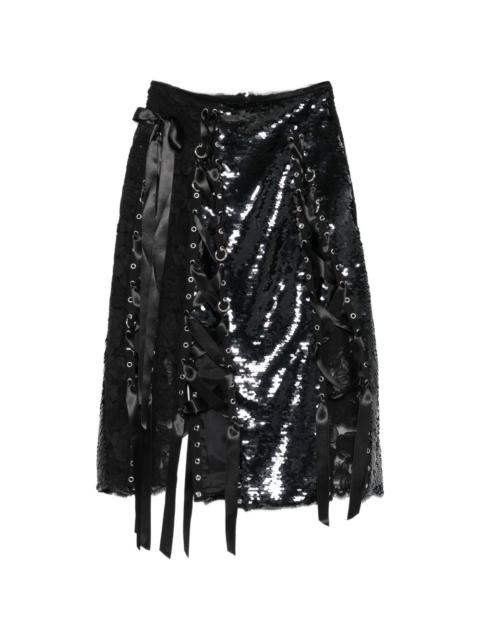 Simone Rocha sequin-embellished lace-patchwork midi skirt