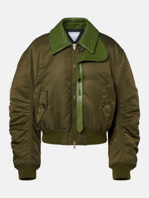 Bottega Veneta Intrecciato leather-trimmed bomber jacket