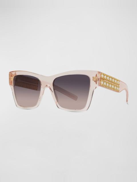 Givenchy Plumeties Crystal & Acetate Square Sunglasses