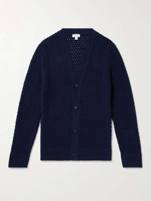 Sunspel Crochet-Knit Cotton Cardigan
