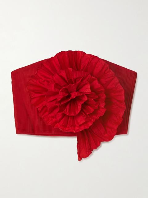 ANDRES OTALORA No Me Olvides appliquéd pleated taffeta top Red