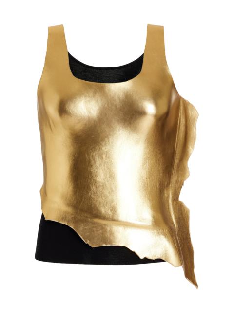 Elena Top in Black Wool and Gold Leather