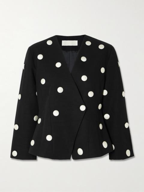 DESTREE Aloise Embellished Polka-dot Cotton-faille Blazer