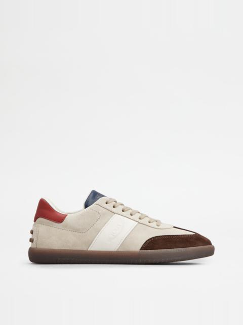 TOD'S TABS SNEAKERS IN SUEDE - BEIGE, WHITE, BROWN, RED