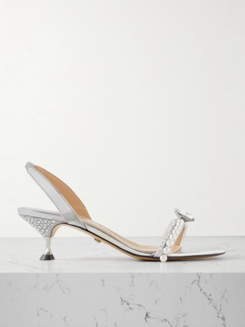 MACH & MACH Diamond Of Elizabeth Embellished Metallic Leather Slingback Sandals
