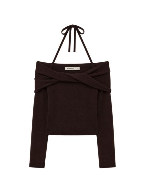 SIMKHAI Cambria off-shoulder twisted-front top