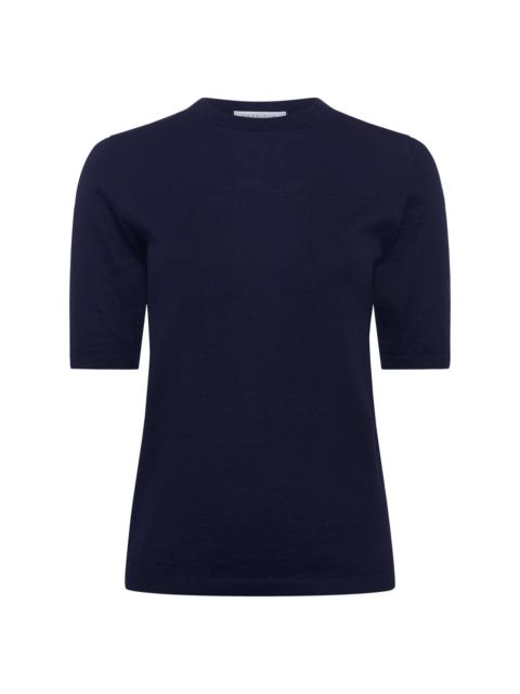 GABRIELA HEARST Brunner Knit T-Shirt in Dark Navy Cashmere Silk