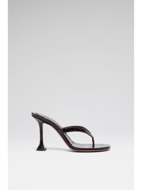 Amina Muaddi JULIETTE THONG SLIPPER 95 SHINY COFFEE CROC