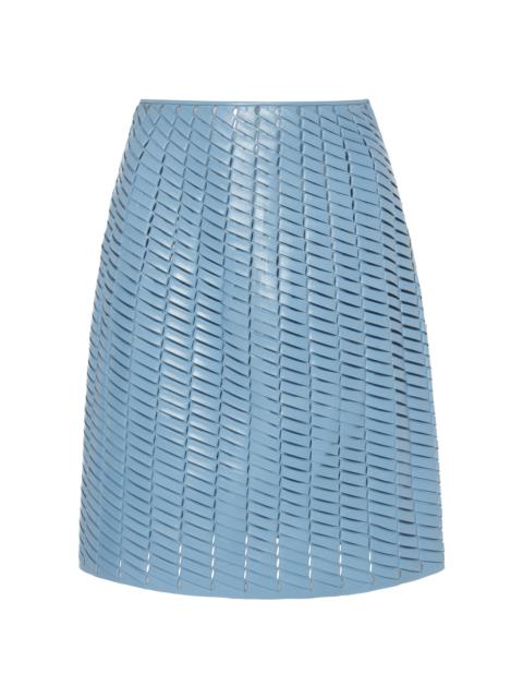 Bottega Veneta Woven Leather Mini Skirt blue