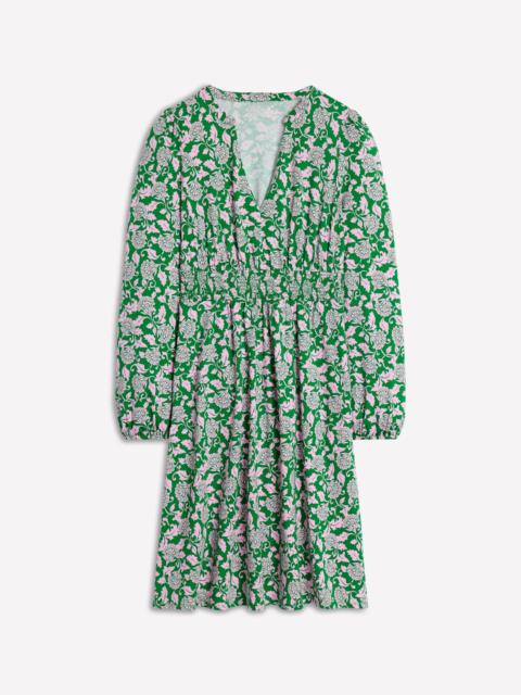 BODEN Sarah Short Jersey Dress-Rich Emerald, Ornate Vine