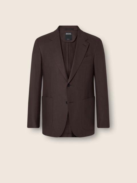 ZEGNA DARK BROWN OASI LINO JACKET