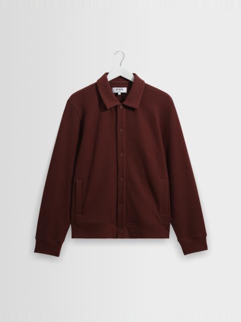 Wax London Hays - Dark Burgundy Structured Waffle Overshirt