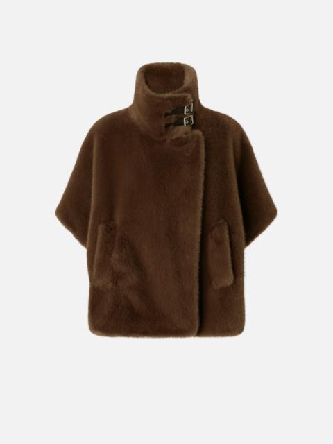 PINKO CAPE COAT IN MINK-EFFECT FAUX FUR