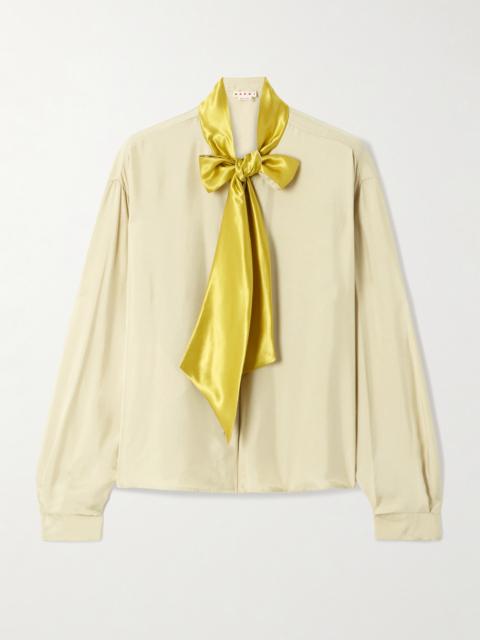Marni Pussy-bow Satin-twill Blouse