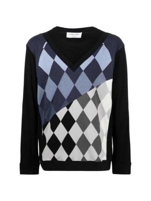 argyle check-pattern knitted jumper