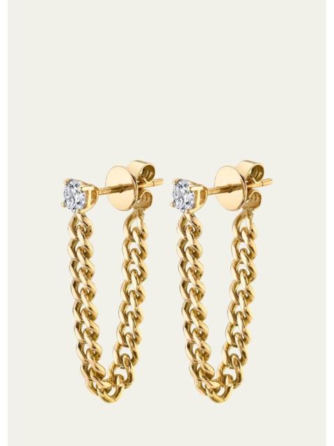 ANITA KO 18K Yellow Gold Round Diamond Cuban Link Loop Earrings