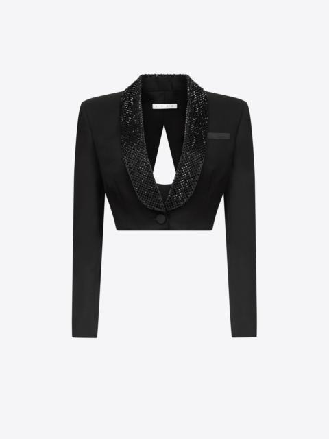 AREA CRYSTAL EMBELLISHED CROPPED BLAZER