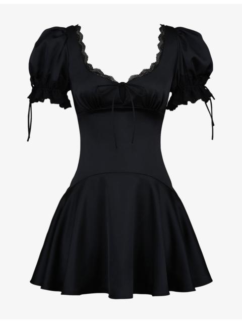 House of CB Elisabetta Lace-Trim Satin Mini Dress