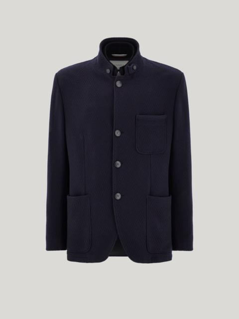 Canali NAVY BLUE 180'S WOOL RELAXED-FIT JACKET WITH A TRICOT EFFECT