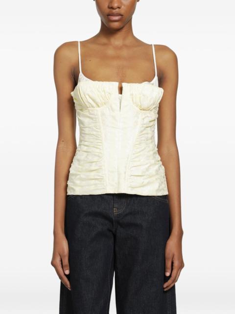 Alexander McQueen floral-jacquard ruched corset top