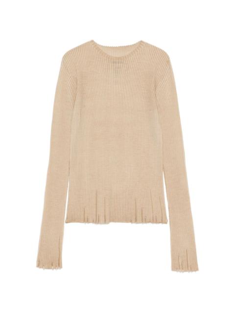 UMA WANG ribbed frayed blouse