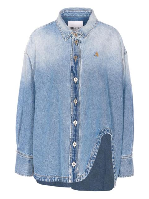 THE ATTICO logo-embroidered button-up denim shirt