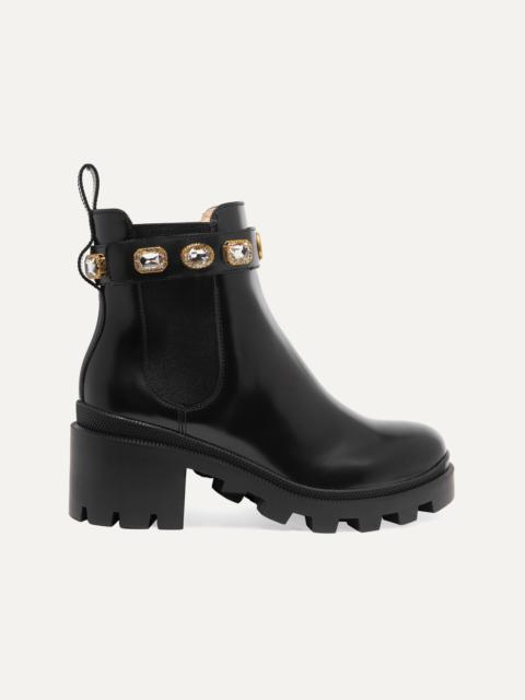 GUCCI Crystal-embellished leather Chelsea boots