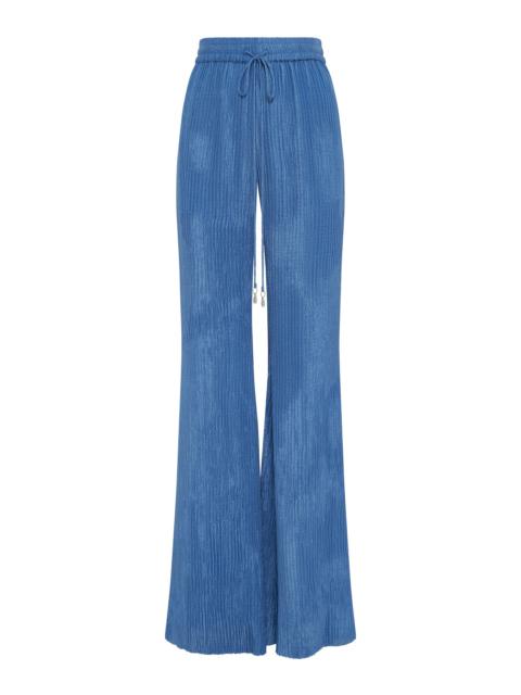 GABRIELA HEARST Claude Flare Pant in Sky Plisse Silk