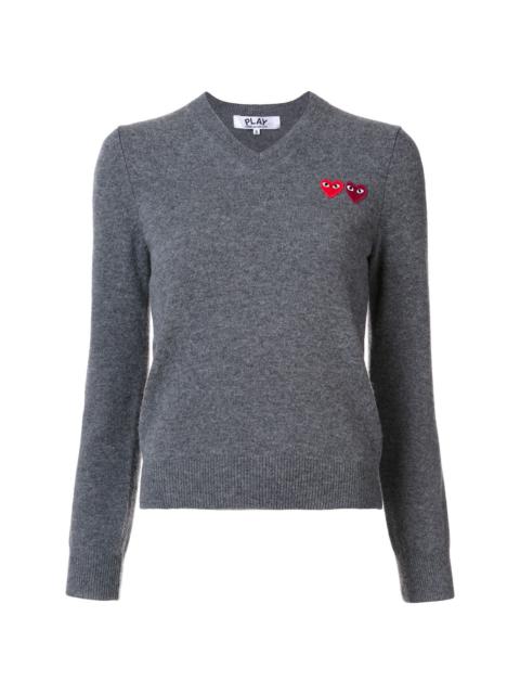 Comme des Garçons PLAY double heart v-neck jumper
