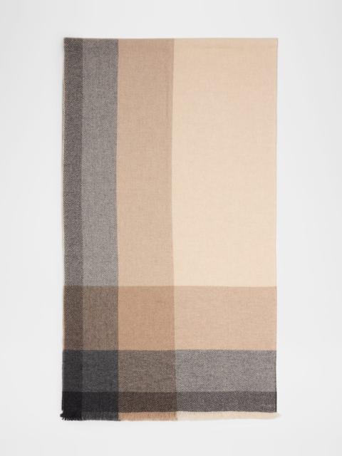 Brunello Cucinelli Men's Uneven Plaid Wool-Cashmere Scarf