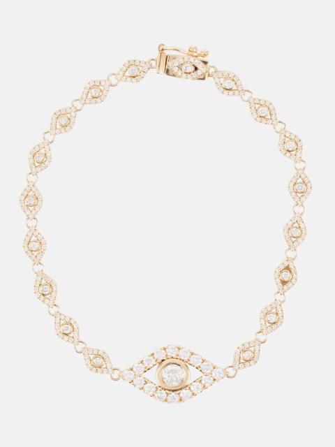 SYDNEY EVAN Evil Eye 14kt yellow gold bracelet with diamonds