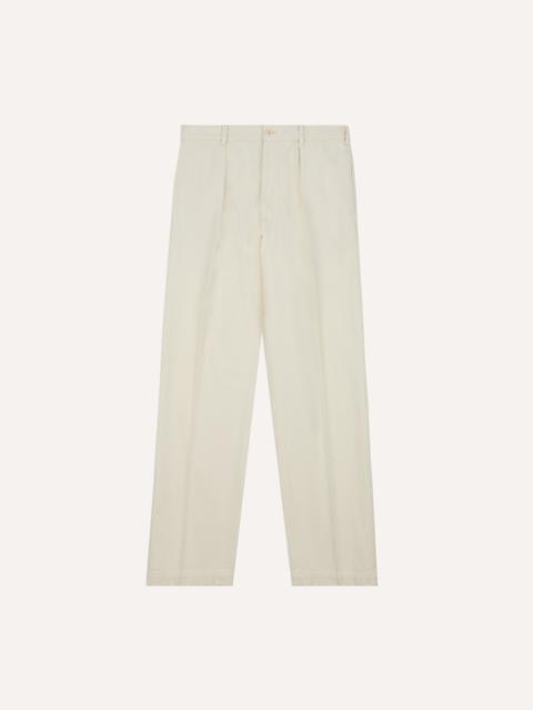 Drake's Ecru Herringbone Twill Cotton Games Trouser
