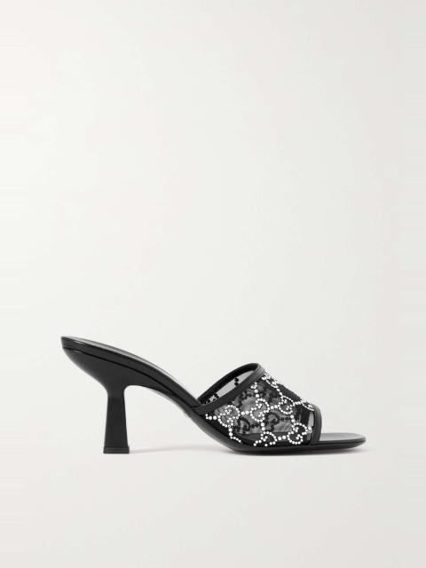 GUCCI Demi leather-trimmed crystal-embellished mesh mules