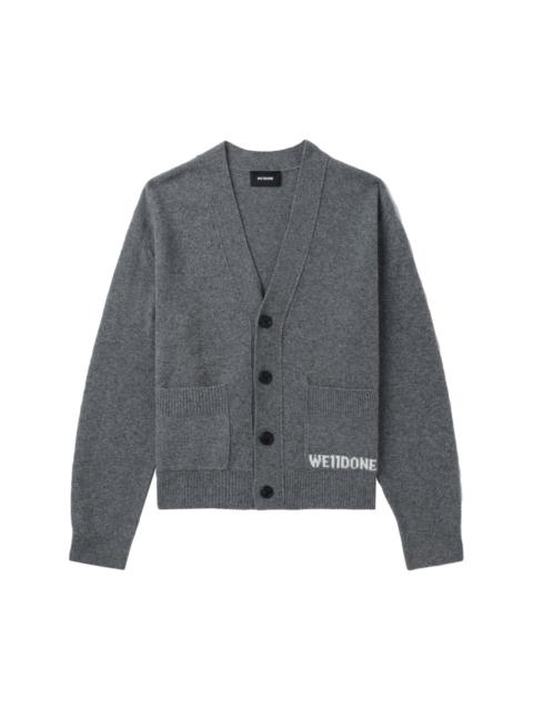 logo-embroidered knitted cardigan