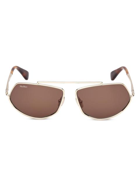 Max Mara Women's Joey 60MM Round Sunglasses - Gold Brown